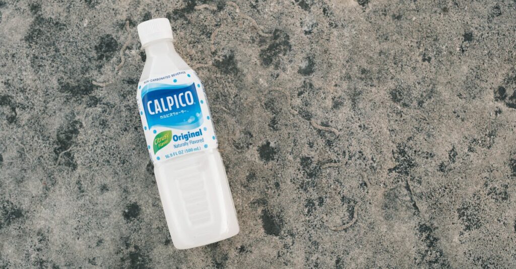 日田天領水のボトルに記載されたシリカ含有量90mg/Lのラベル部分のクローズアップ