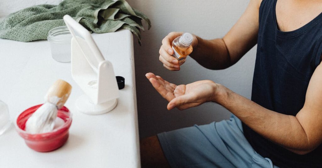 スキンケアを怠って肌トラブルが進行している男性のビフォーアフター