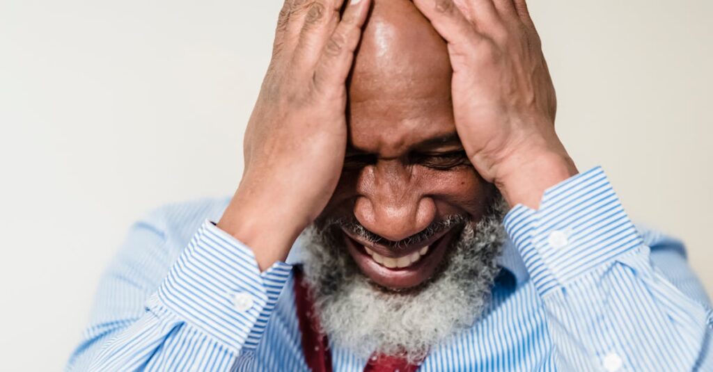 ストレスと生活習慣が男性の肌に与える影響を示す図